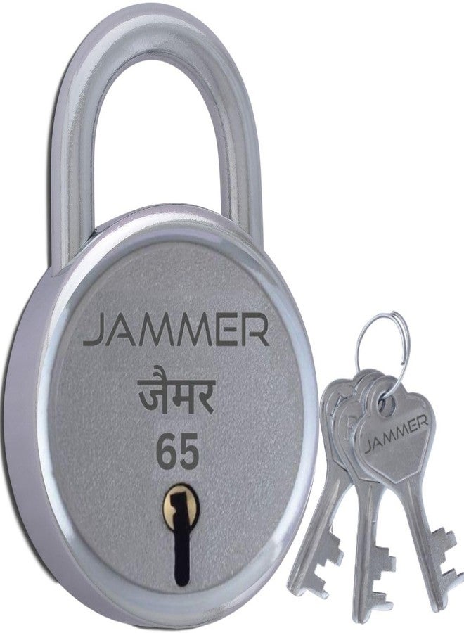 JAMMER Metal Round 65 Lock with 3 Keys - High-Security Door and Gate Lock for Home and Commercial Use - Durable 60mm Padlock with Lever Technology, Silver - Image 1